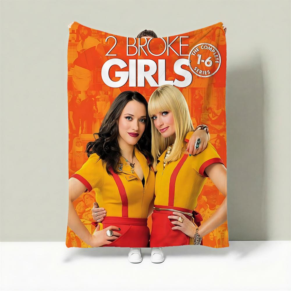 TV 2-2 Broke Girls Throw Lightweight 240g Flannel Blanket Soft Skin-friendly for Summer Cooling