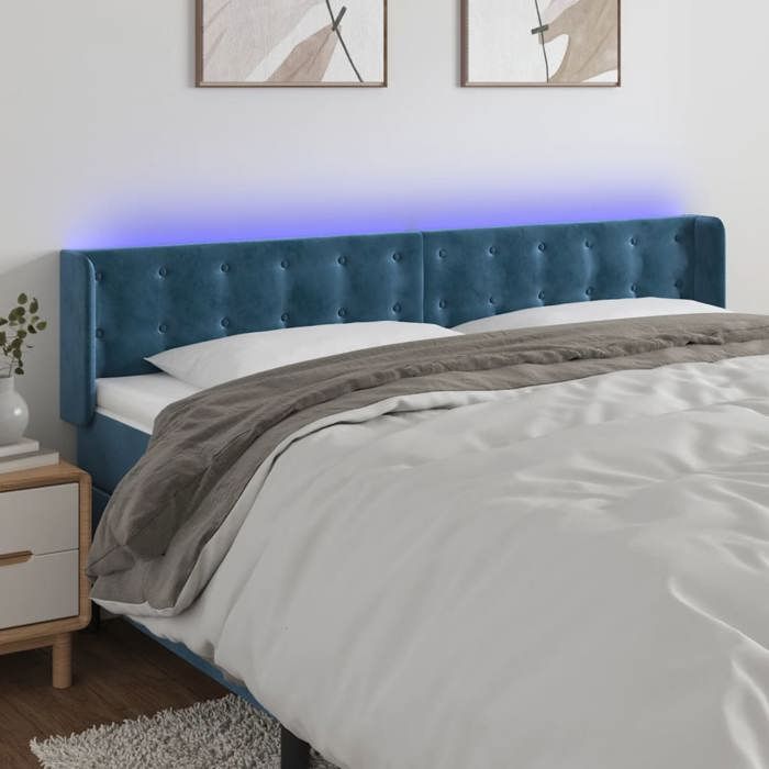 VidaXL LED Headboard Bedroom Furniture Double Bed Accessory Head of Bed Frame Interior Dark Blue 3123740