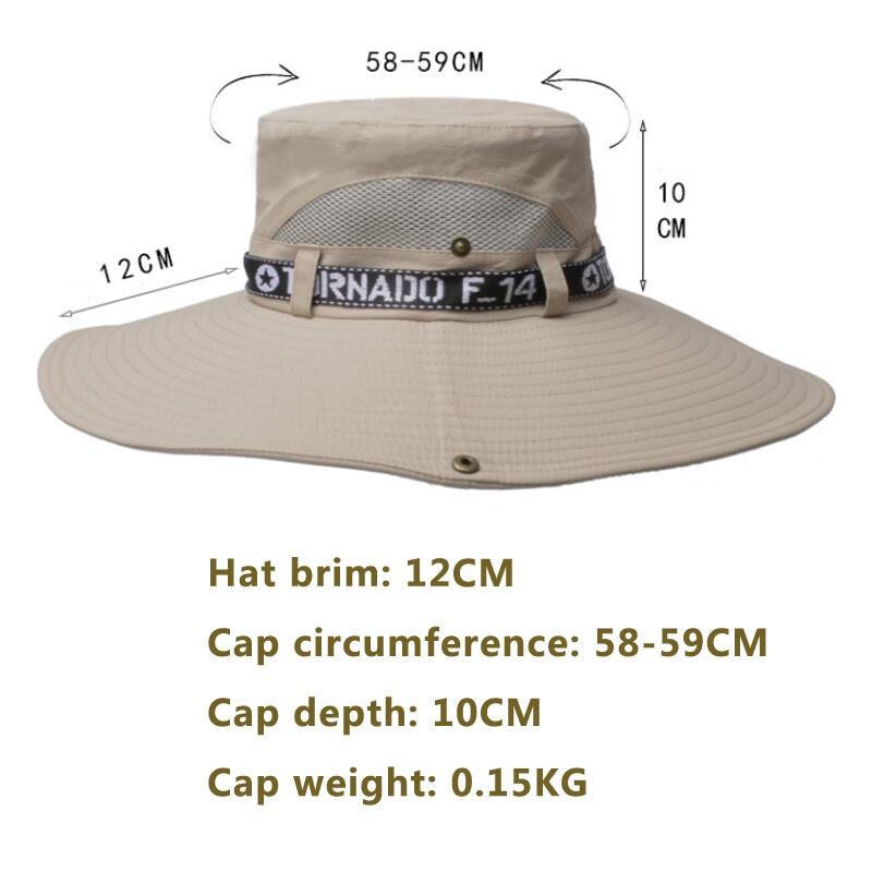 OLIKEI Men's Summer Sun Hats Large Brim Fisherman Hat Outdoor Hiking Cap Sun Protection Anti-UV Bucket Hat Fashion Waterproof Quick Dry Cowboy Hat