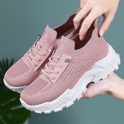 Летняя дышащая женская обувь на одной педали, сетчатая мягкая подошва, обувь для мам среднего и пожилого возраста, платформа, удобная повседневная спортивная обувь