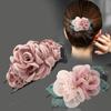 Korean Style Fabric Flower Hairpiece: Bridal Updo Hair Clip with Large Acrylic Claw