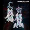 Kawaii Dreamcatcher Suncatcher Feather LED Light Moon Star Cat Catcher Room Indoor Window Car Hanging Garden Decoration Gift