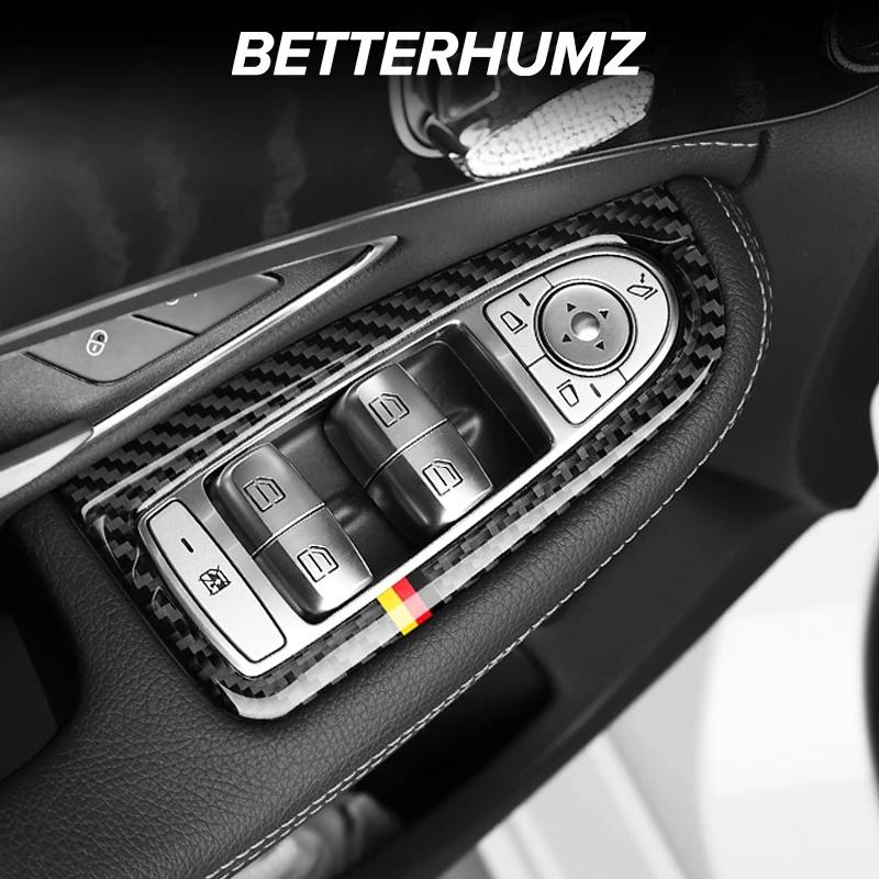 Углеродное волокно для Mercedes Benz W205 C Class GLC X253 Окно автомобиля Панель управления Отделка Кнопка Рамка Наклейки Интерьер