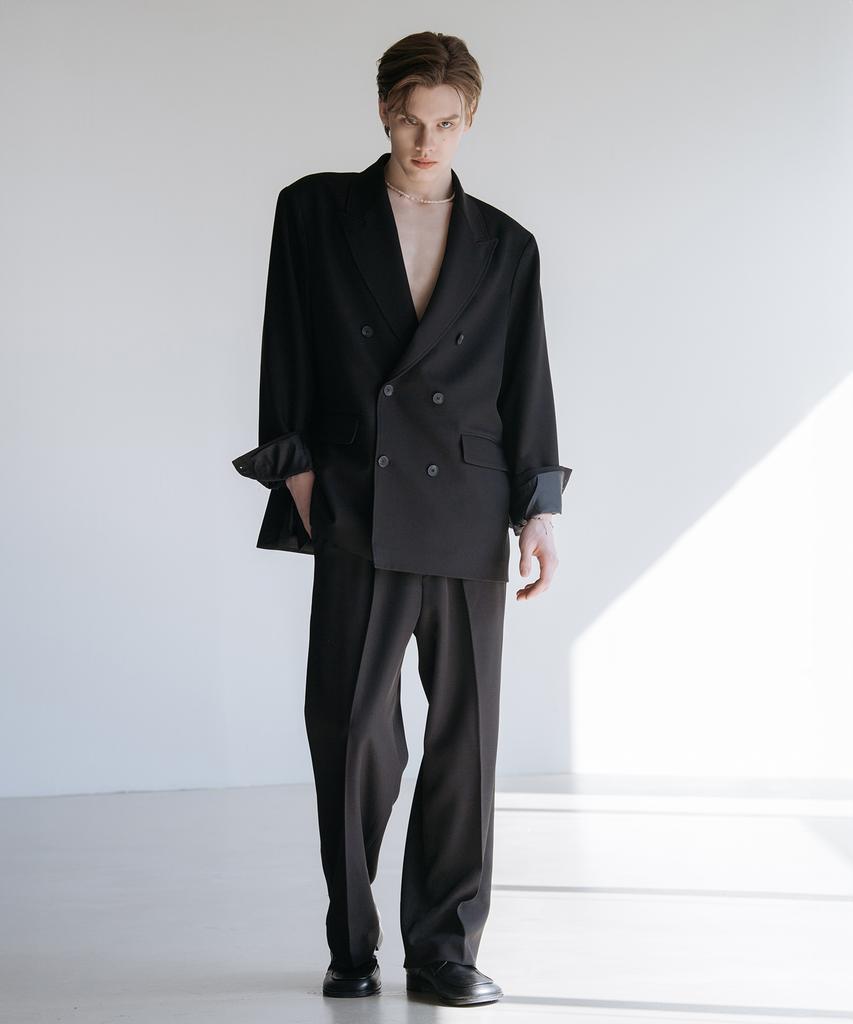 Decoroso Cier Peaked Double Overfit Setup Suit [Black]