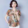 High End Women's Tops Women's Cotton Linen Short Sleeved T-shirts Women's Floral Shirts Covering The Belly Showing Off Weight