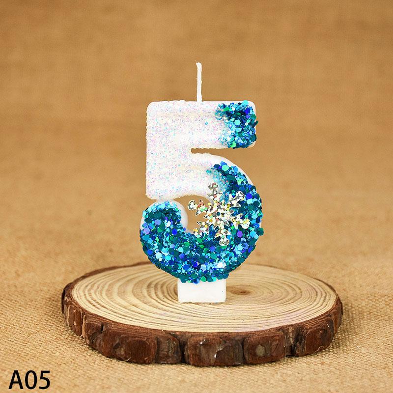 Тема Снежинки Льда 0-9 Свеча-цифра Украшение для торта Принцесса Топперы для торта на день рождения Украшение для торта на свадебную вечеринку Рождественские принадлежности