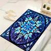 1pc Blue Flowers Design Indoor Area Rug - Soft, Anti-Slip, and Durable Gaming Room Decor for Bedroom