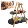 Stone wooden platter, 2-tier, 41x24x38.5 cm