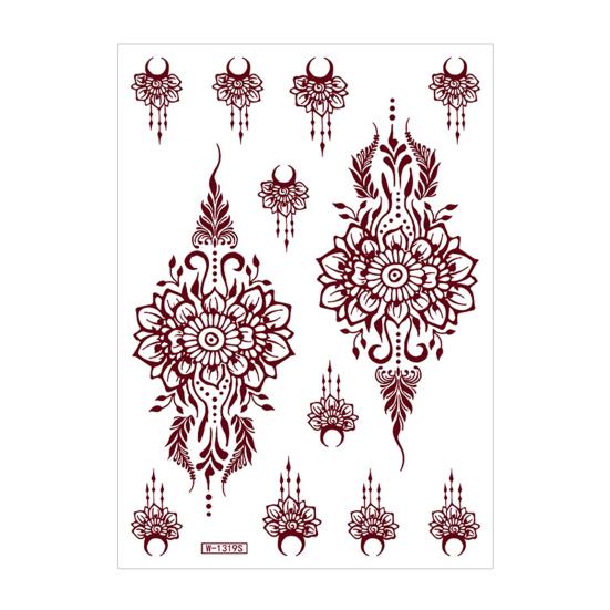 Red Henna Tattoo Kit, Waterproof Henna Tattoos Stickers, Temporary Tattoo Stickers for Women Wedding Party Festival Decorations