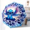 Stitch,Fantasy Fully automatic themed umbrella   8 ribs durable iron frame, tri fold compact design, perfect as a gift, travel umbrella, uni