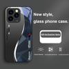 Геометрический элемент Черный Для IPhone 16 Plus 15 14 13 12 Mini 11 Pro Max X XS XR 7 8 Plus 2022 Закаленное стекло Чехол для телефона