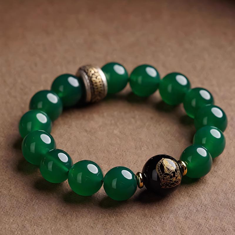 Натуральный зеленый агат Браслет Зодиакальный Будда-хранитель с бусинами удачи