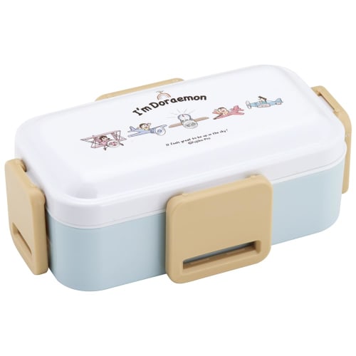 Skater Bento Box, Doraemon Sky Walk, Sanrio Design, 600ml, Antibacterial, Soft Filling, Dome-Shaped Lid, Two-Tier, Women's, Made in Japan, PFLW4AG-A