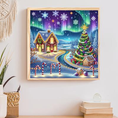 Рождественский Дом DIY Алмазная Живопись Алмазные Картины Наборы для Украшения Стен Дома Особая Форма Частичное Алмазное Искусство Картины 30x30см