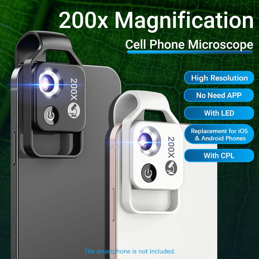 APEXEL MS002 200X Профессиональный объектив для телефонного микроскопа с универсальным зажимом для телефона для борьбы с растительными насекомыми