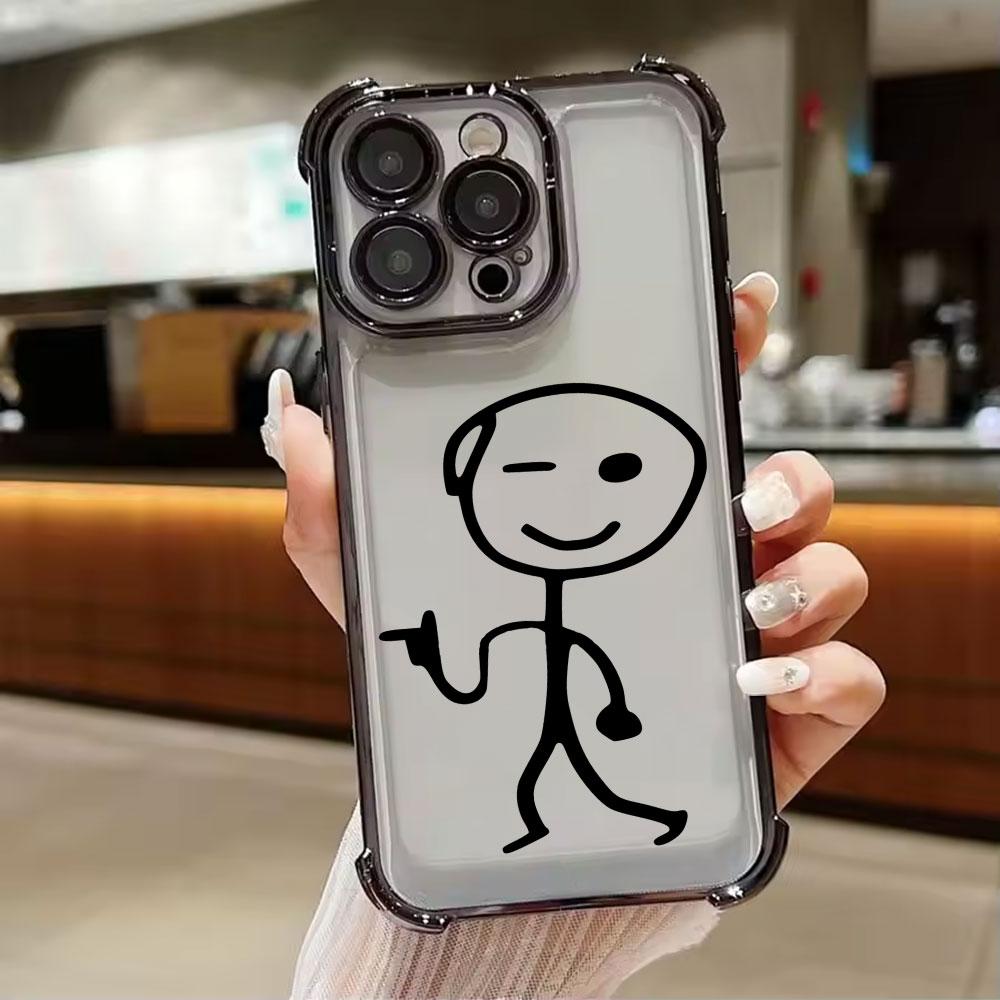 Stickman Cool Middle Finger Cute Man Phone Case For Xiaomi 15T 14T 13 Pro 15 F8 Ultra Poco X7 F7 Pro 5G X5 X6 F5 M7 Clear Cover