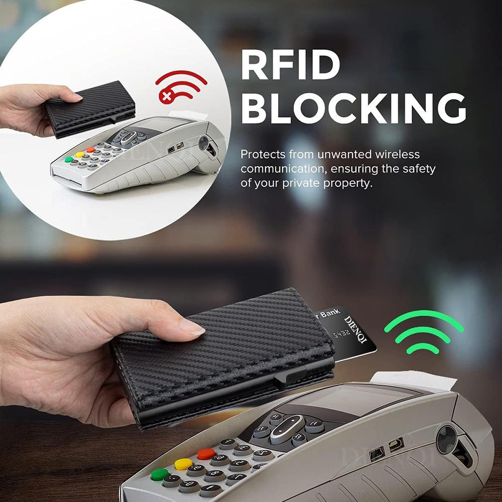 Умный кошелек с блокировкой RFID Держатель для кредитных карт Алюминиевый металлический корпус Держатель для карт Поп-ап кошельки Тонкий держатель для карт для мужчин