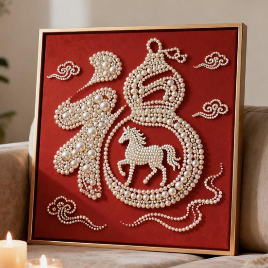 Набор для рисования жемчугом своими руками для взрослых, начинающих, с рисунками лошадей, 3D-набор для творчества «Жемчужное искусство», холст с предварительной печатью, набор пластиковых жемчужин для декора на Новый год, идея подарка