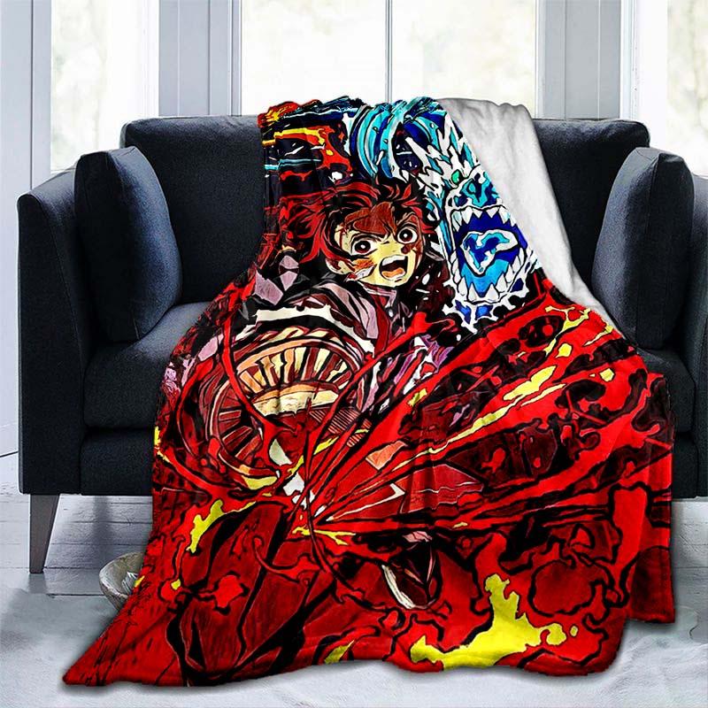 Одеяла Demon Slayer, фланелевые одеяла, аниме, одеяло, коврик, мягкое покрывало, пляжный теплый дорожный чехол для детей, постельное белье, одеяло для дивана