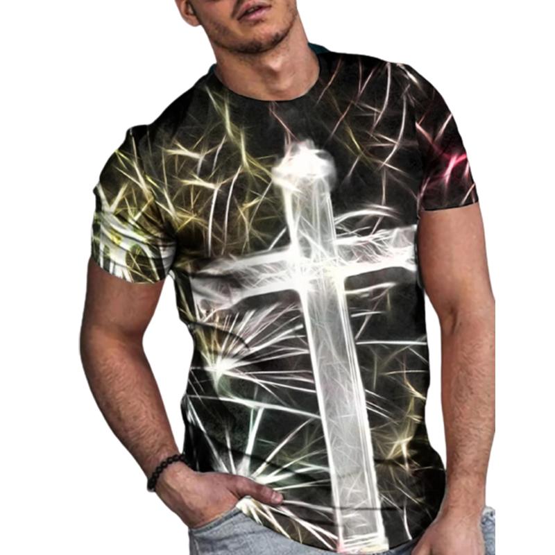 Новая летняя мужская модная футболка с принтом звездного диска, мужская футболка, топ