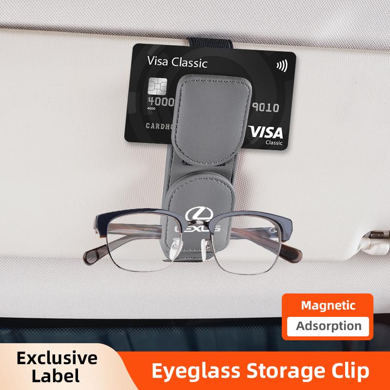 Double Clip Sunglasses Holder Magnetic Leather Glasses Storage For Lexus IS250 RX350 LX570 LX600 LX470 GX470 RX330 NX300 Ct200h AEI1