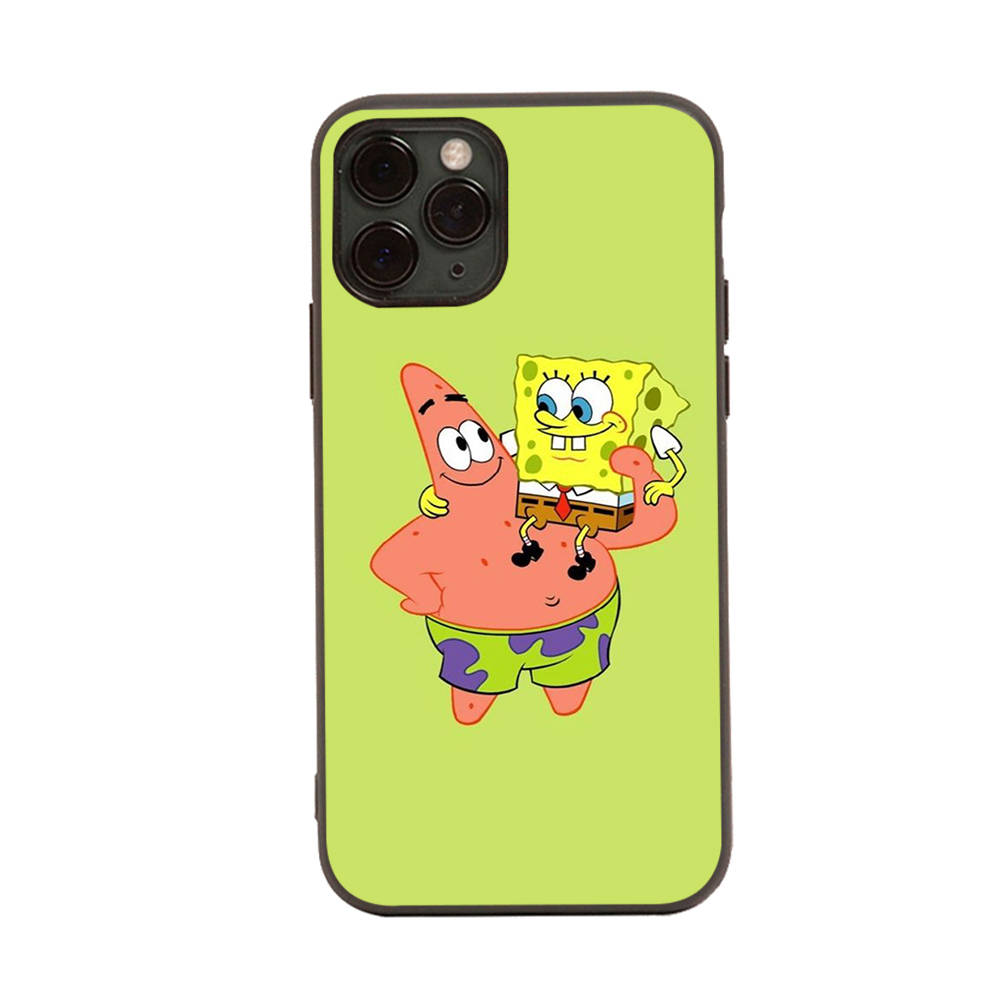 PB10 SpongeBob and Patrick Black Sofe Case for OPPO Reno 8 6 5 4 Pro Plus Find X3 A17 A3 A31 A38 A40 A53 A54 A55 A74 A76 A78 A77 A80 A94 A95 A96 Lite