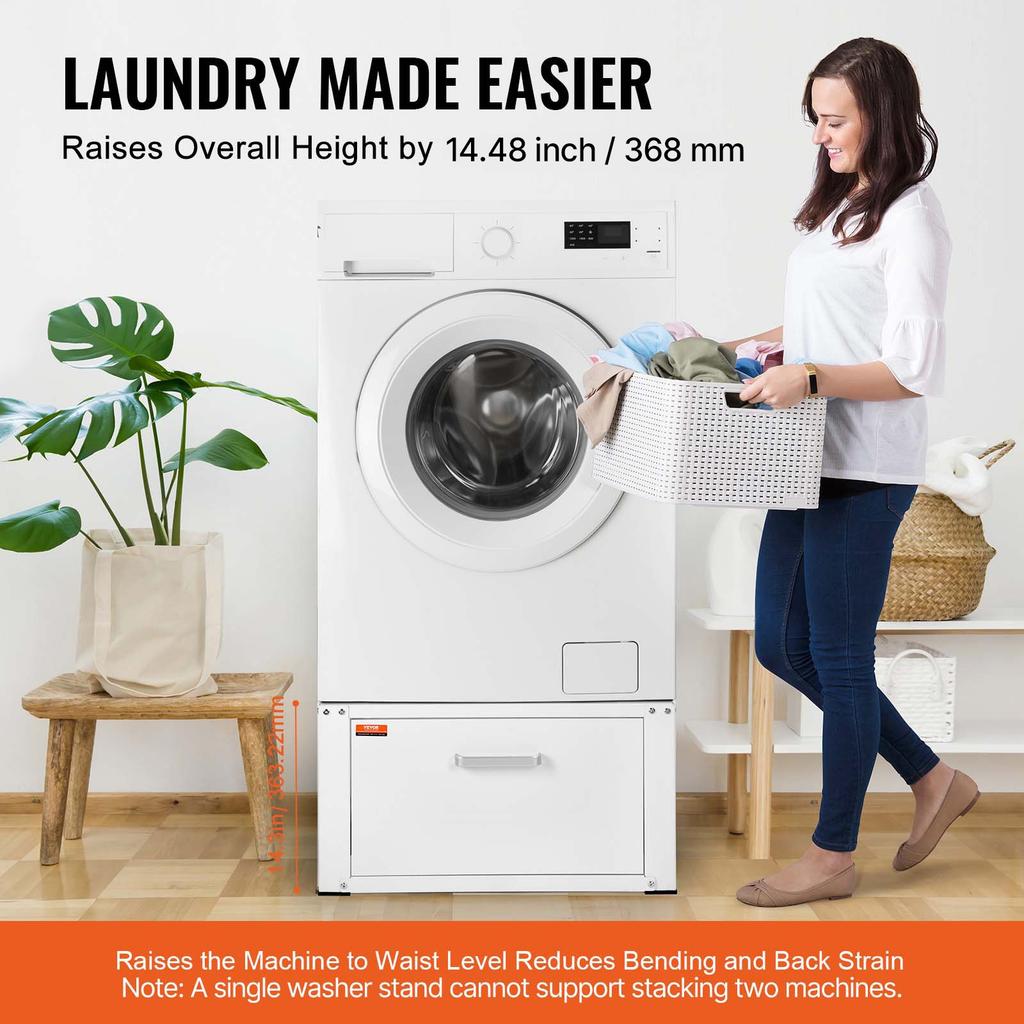 VEVOR Laundry Pedestal 686mmW x 366mmH, Washer And Dryer Base Stand Platform Universal Fit 299kg Capacity