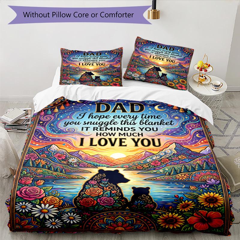 Love Dad Always 3‑Piece Bedding Set,Soft Duvet Cover with 19 Pillowcases,Multi‑Scene Home Dorm Use,Ideal Gift for Birthday & Holiday
