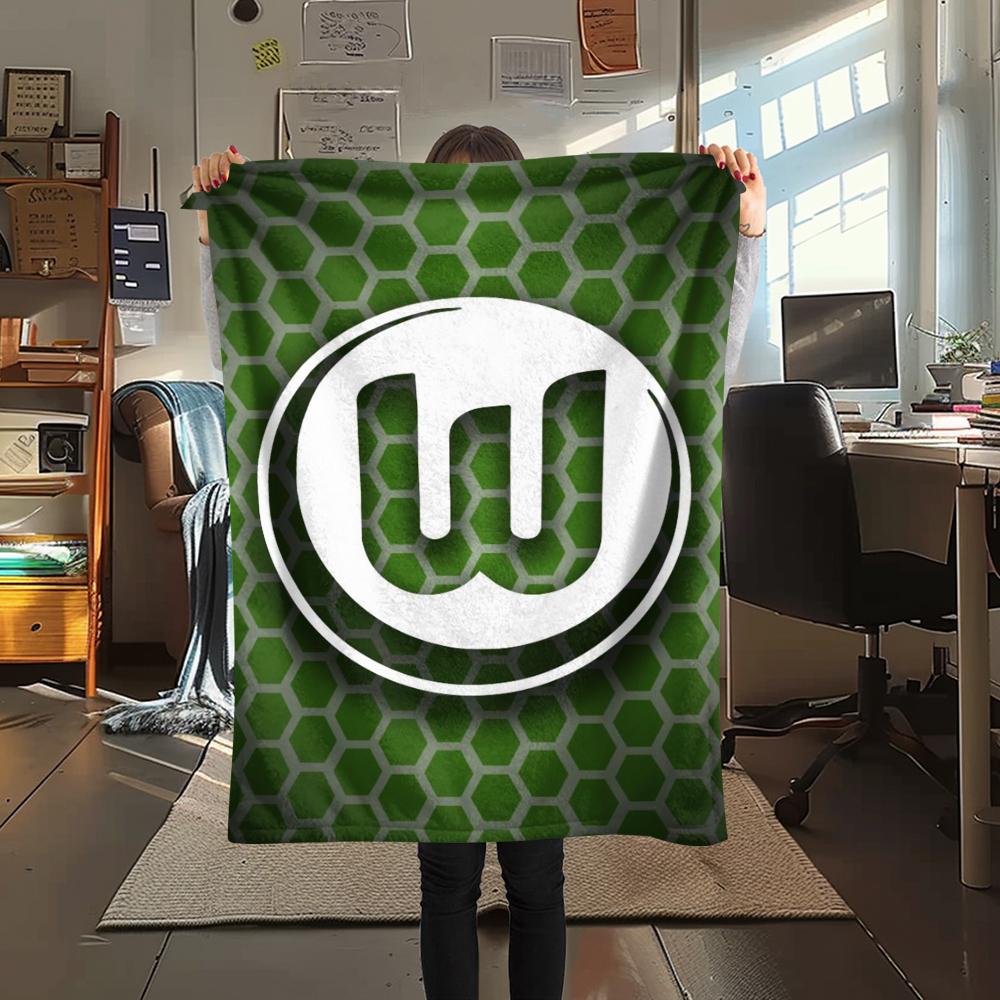 1pc VfL Wolfsburg Print Flannel Blanket, High quality Comfortable for All Seasons, Home Decor, Warmth and Comfort, Perfect for Christmas Gifts101