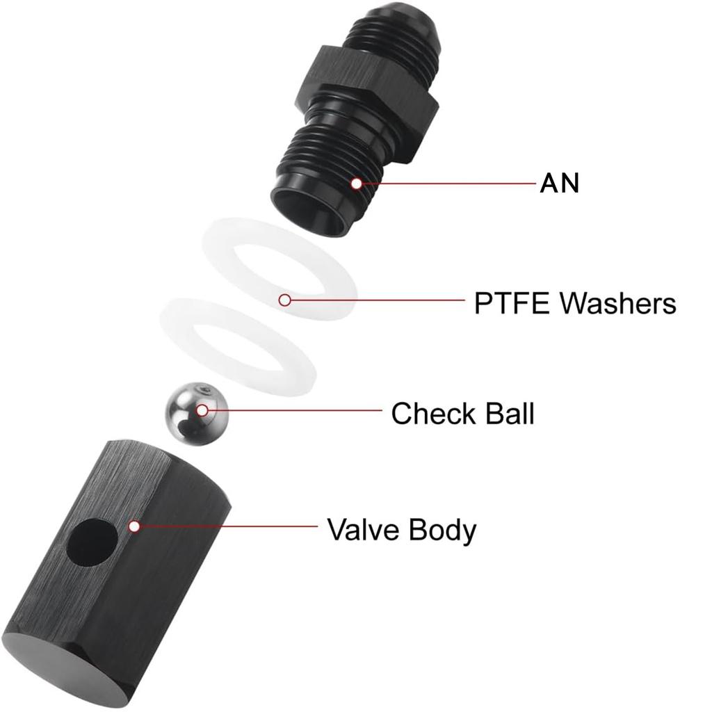 6AN 8AN 10AN Rollover Valve Aluminum Fuel Cell Tank Mounted Hose Line Fitting