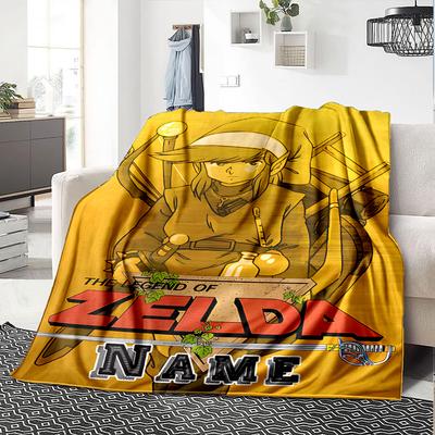 Zelda Adventure In The Golden Realm Gift Personalized Blanket Personalized Name Soft Warm Cozy For Sofa Couch Office Bed Picnics Four Seasons