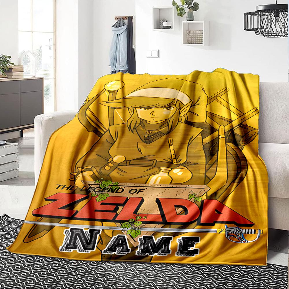 Zelda Adventure In The Golden Realm Gift Personalized Blanket Personalized Name Soft Warm Cozy For Sofa Couch Office Bed Picnics Four Seasons