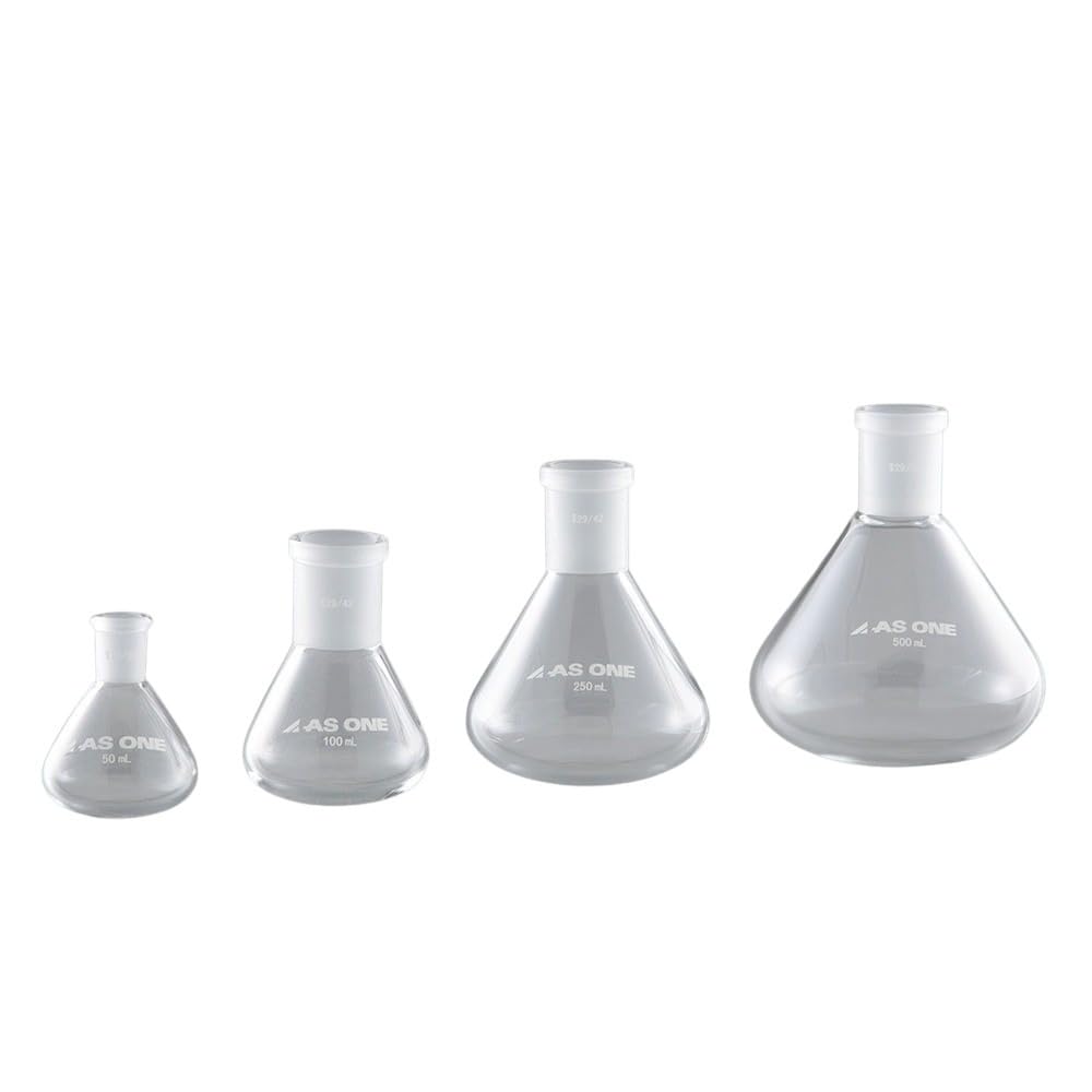AS ONE Flat-Bottom Eggplant Flask, Common Ground Joint, 100mL, FE100, 4-6116-02