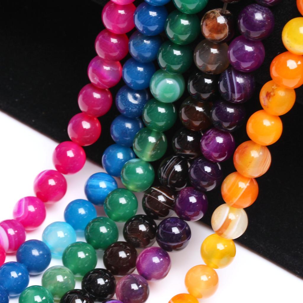 Accessory For Jewelry DIY Stone Stripe Agates Fashion Beads 4/6/8/10/12mm Spacer Beads Mobile Phone Chain 40/30/20/5Pcs Jewelry Making Beads