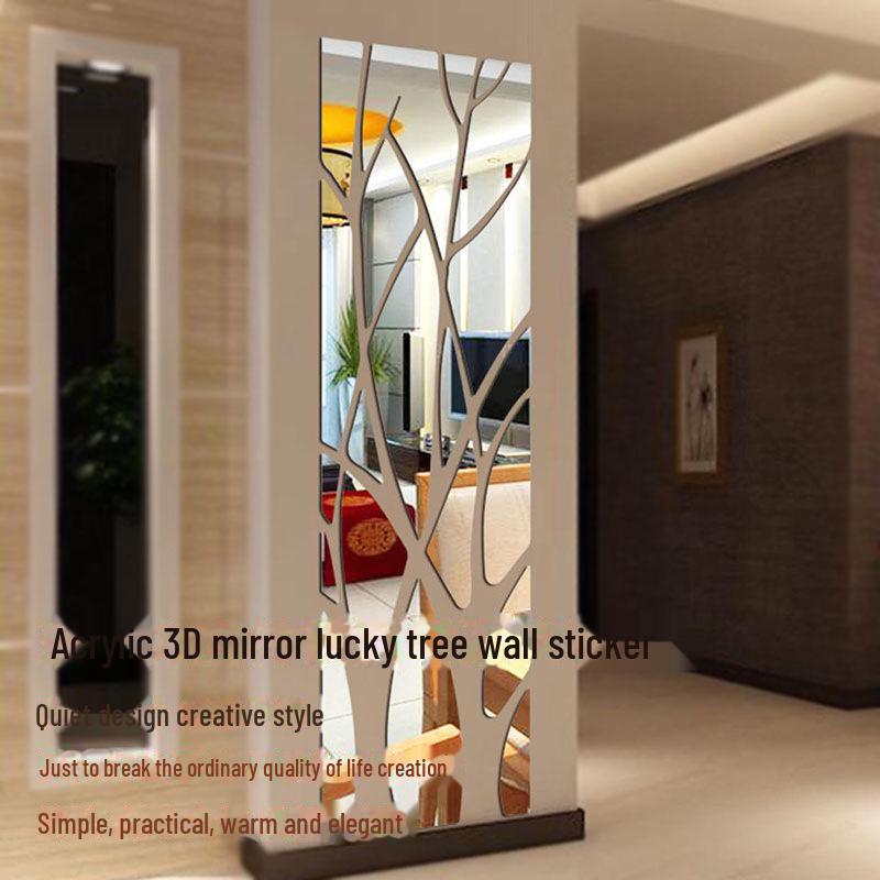 3D акриловая наклейка на стену в виде зеркала Lucky Tree для гостиной, ресторана, веранды и декора заднего плана телевизора