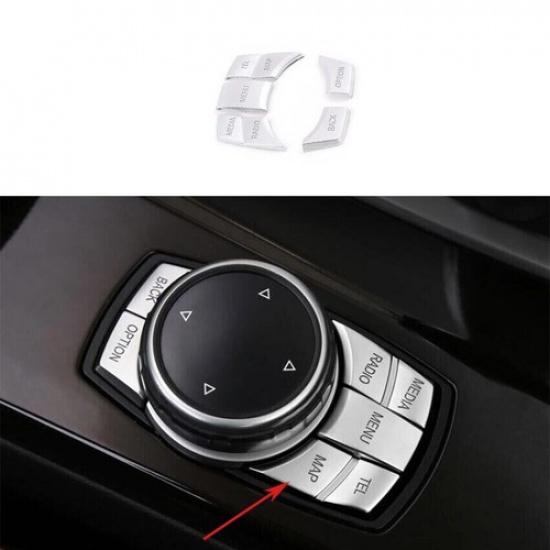 Matte Silver Middle Console Multimedia 11-17 Button Switch Fit For BMW 5 Series