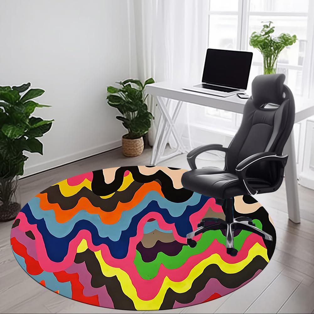 1pc Colorful Abstract Chair Carpet for Office - Durable, Ideal for Chair Mats, Stylish & Functional Decorative Rug yy260130020