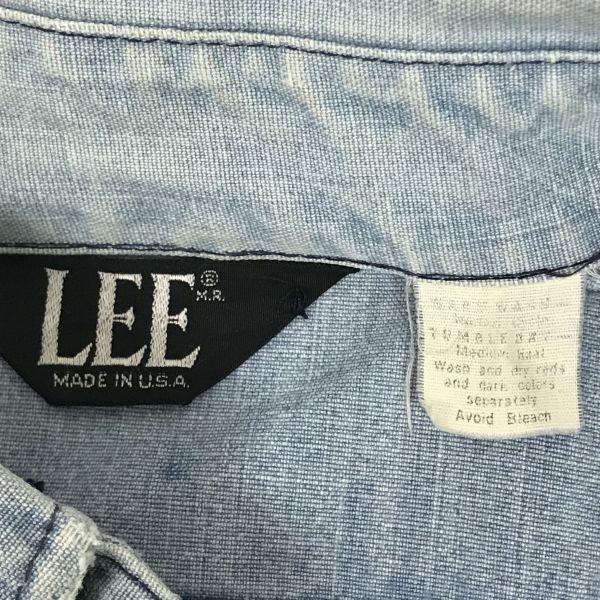 LEE 80s-90s Vintage Tag Made In USA Men’s L Chambray Shirt Soft Denim Jacket(USED)