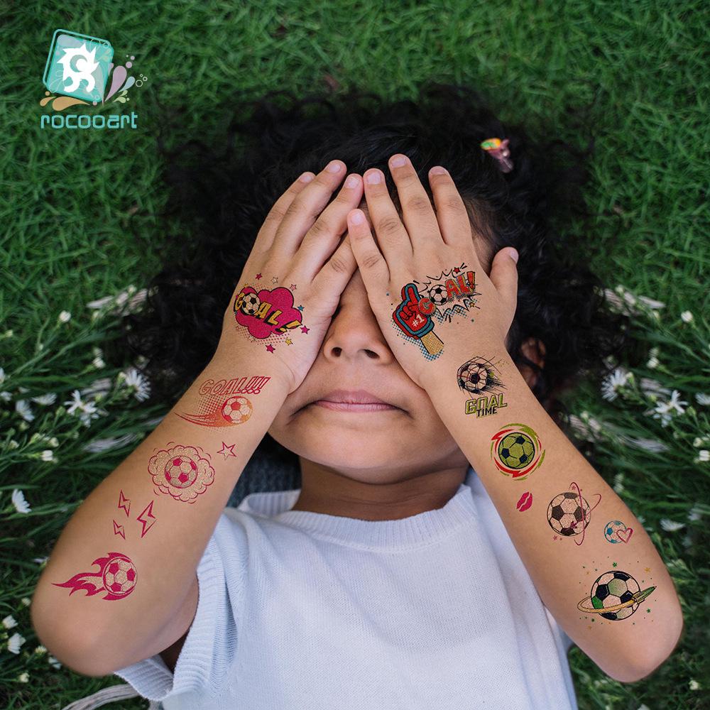 2026 World Cup Waterproof Glitter Football Face Tattoos