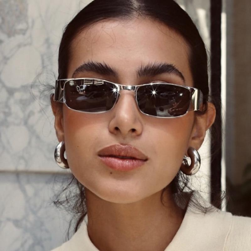 Small frame square metal sunglasses new light luxury sunglasses women anti ultraviolet Internet celebrity sunglasses
