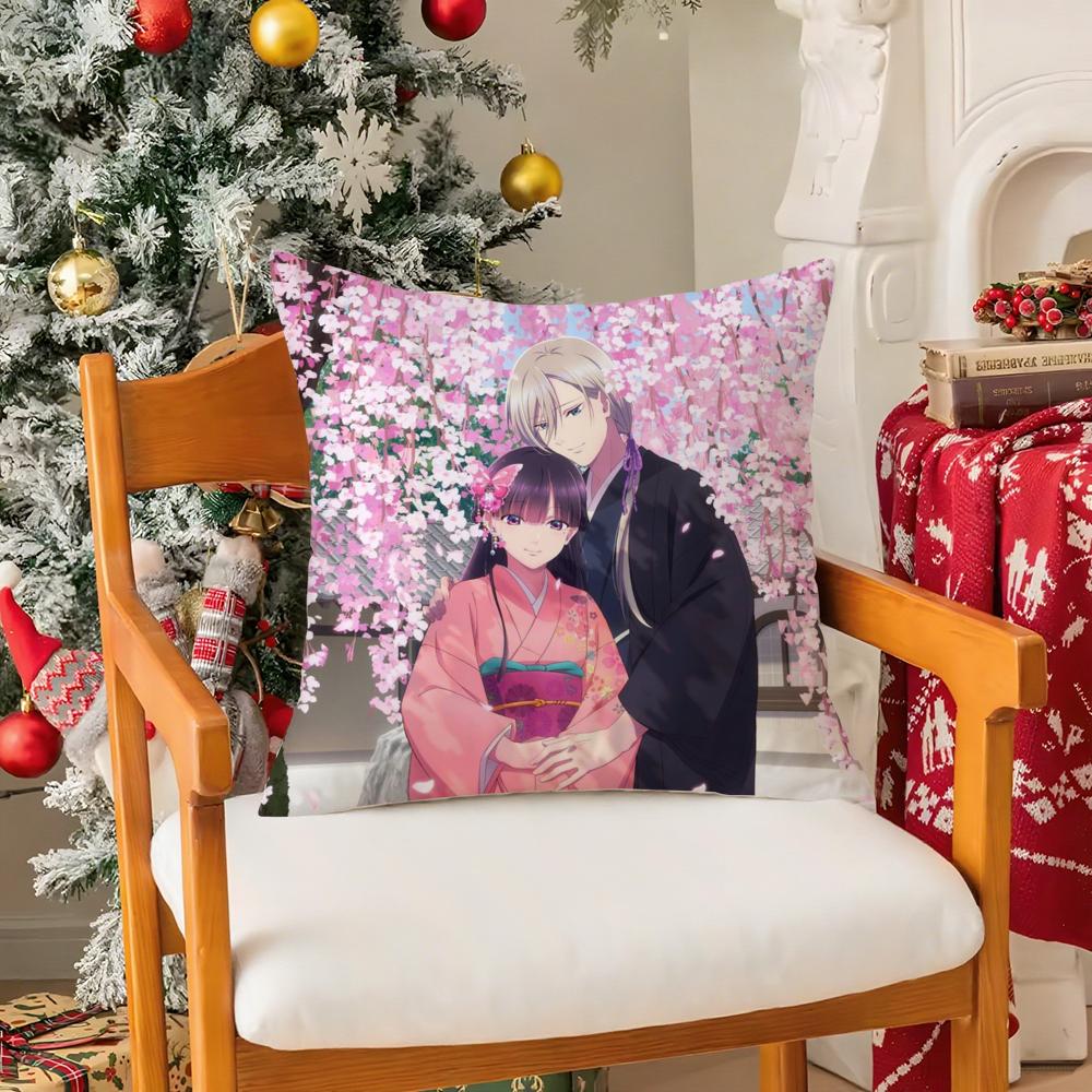 Love Memorial Movie MMy Happy Marriage Pillow Case Silky Short Plush With Invisible Zipper Dustproof Sofa Cushion Cover