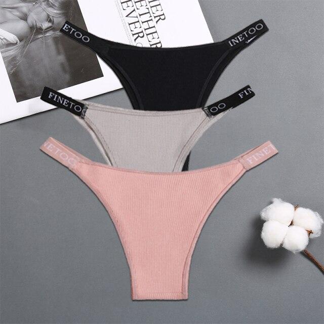 FINETOO 3PCS/Set Women's Lingerie Panties Cotton Gstring Female Underpants Sexy Letter Panties Thong Pantys Underwear Intimates
