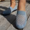 Модные туфли для ходьбы на четыре сезона с круглым носком, плоские повседневные слипоны с сетчатым дизайном, удобная женская обувь для ленивой носки