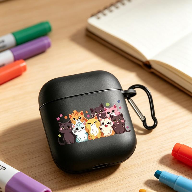 Черный корпус милый кот большое фото для apple AirPods 1 /1/1 поколения защитный корпус чехол pro bluetooth уш