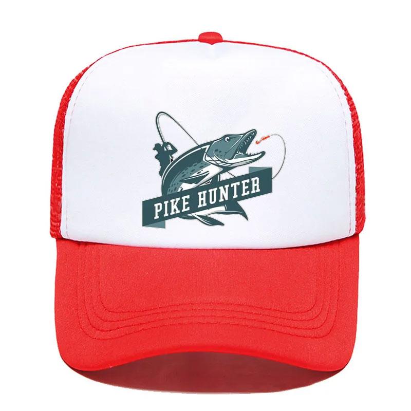 Крутая Trucker Hat с принтом Рыбак Охотник на Щуку Удочка Унисекс Сетчатые Кепки Рыболовные Приманки Поплавок Дышащая Бейсболка