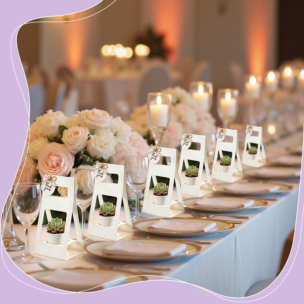 32Pcs Paper Flower Packing Baskets Flower Boxes with Handles Rectangle with 32Pcs Paper Thank You Hanging Gift Tags and 32Pcs Jute Cords White