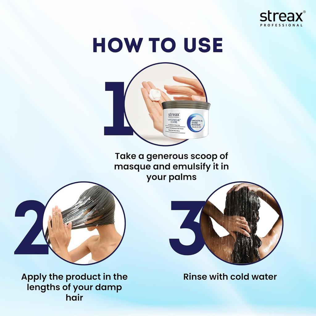 Streax Профессиональная маска для волос Vitariche Care Smooth And Shine для сухих волос 200 г 1 шт.