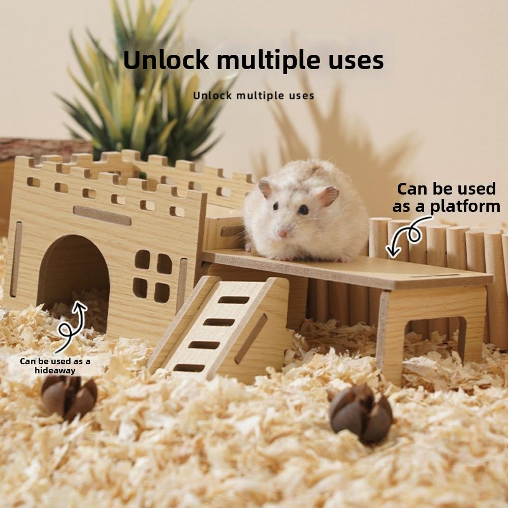 Durable Hamster House Natural Wooden Small Pets Hideaway New Hamster Hide Villa  for Chinchilla