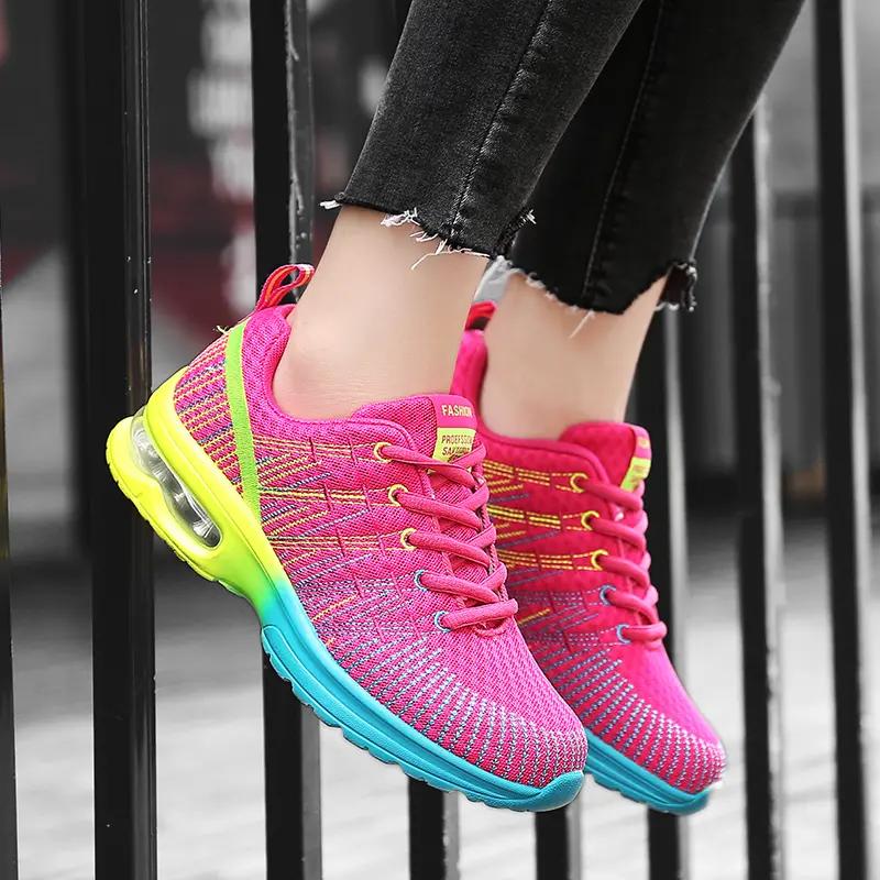 Fashion Casual Shoes for Women's Summer Mesh Breathable Sneaker Fashion Multi-color Running Shoes Light Thick Sole Elevated Hiking Shoes