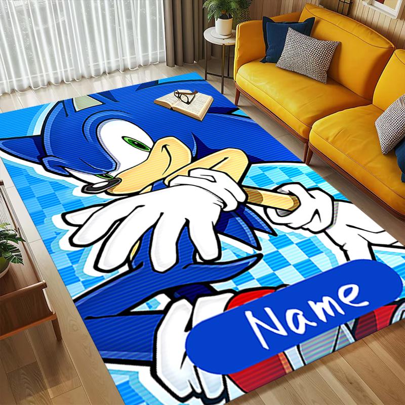 Personalized Name Sonic Adventure Living Room Non-Slip Area Rug Soft Carpet for Bedroom Playroom Sofa Office Home Decor Doormat